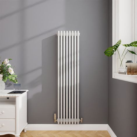 Biubiubath Traditional Cast Iron Style Radiator Vertical 4 Column White 1500x380mm