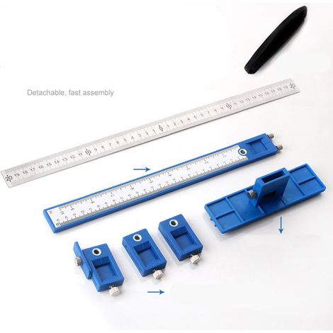 Gabarit de perçage professionnel pour chevilles acier, outil de menuiserie précise pour fixation murale. (1/5)