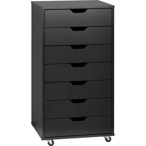 Caisson de bureau à roulette meuble rangement bureau avec 7 tiroirs organisateur pour documents. format A4 ou lettres (1/5)