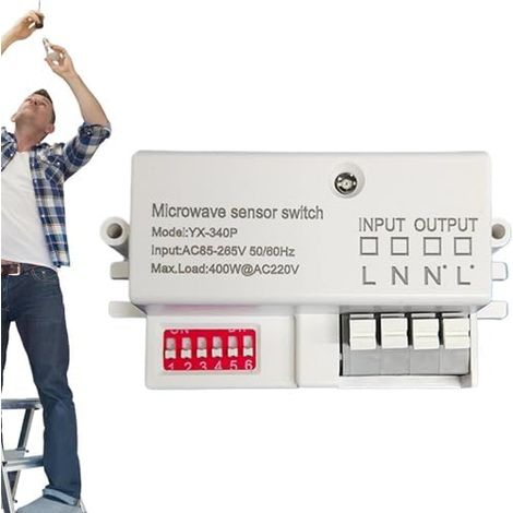 Commande par détecteur de mouvement pour éclairage de plafond Bouton mural avancé activé par mouvement, contrôleur de détection de mouvement intérieur adapté au salon, H (1/5)