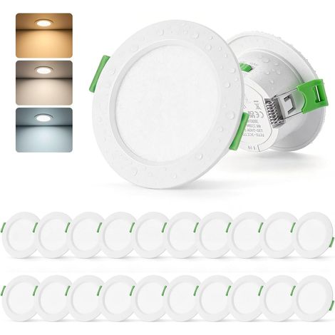 Spot LED Encastrable 230V, Trou 55mm - 68mm, 4W Spot Salle de Bain IP44 Blanc Chaud 3000K Blanc Neutre 4000K Blanc Froid 6000K, Spots de Plafond Extra Plat pour Salon, Cuisine, Lot de 10 (1/5)