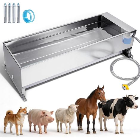 50 litres Bac à Abreuvoir avec Flotteur 1/2 Pouce, Abreuvoir Automatique avec Kit de Connexion, Bac à Abreuvoir à Flotteur avec Supports, Distributeur d’Eau pour Chevaux, Chèvres, Bœufs (1/5)