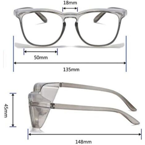 Lunettes de sécurité : lunettes de protection anti-buée et coupe-vent avec écrans latéraux, ,dessus lunettes de travail ou personnelles. (1/3)