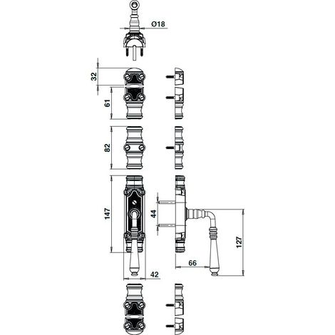 Ferco – Compas UNI-JET M6 9 mm – Recouvrement 18 mm – Pour ouvrants à la française – 6391611801