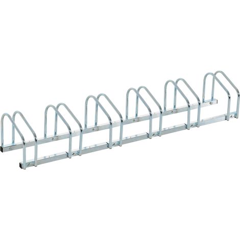 Râtelier 6 vélos range-vélos support de rangement pneu 65 mm sol ou mural pour VTT enfants BMX 179 x 33 x 27 cm acier argent