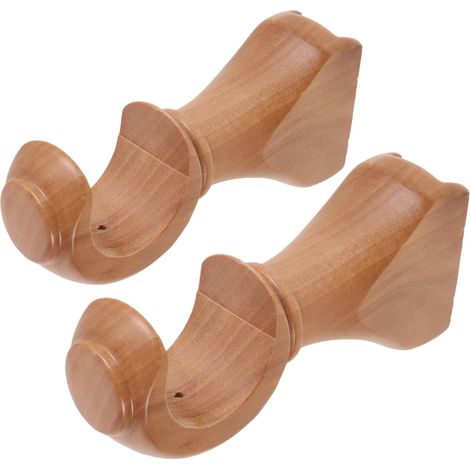 Lot de 2 supports de tringle à rideaux en bois - 35 mm - Montage mural et plafond - Pour chambre à coucher - Base stable pour salon et bureau (1/5)