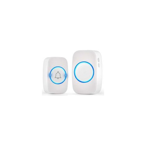 Sonnette sans Fil Exterieur Etanche 300 Mètres, IP44 Étanche Carillon Electronique, Kit de Carillon avec Récepteurs Enfichables, 60 Mélodies au 5 Niveaux Volumes pour Maison au Bureau, Blanc