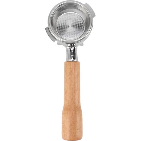 Portafiltro in acciaio inox da 58 mm, portafiltro rimovibile a 2 maniglie con manico in legno, doppio ugello per macchina da caffè Nuova Style. (1/5)