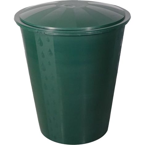 TrendLine Regentonne rund Deckel Hahn 300L grün Regenwassertonne Wassertank