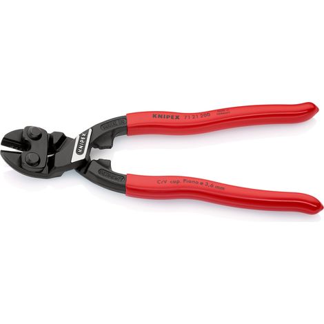 KNIPEX 71 21 200 CoBolt® Tronchese a doppia leva rivestiti in resina sintetica atramentata nera 200 mm