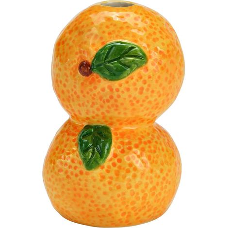 Vase Orange en céramique jaune 6x10x6cm (1/4)