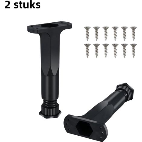 Barre de support de lit en 2 parties avec pieds réglables de 16 à 28 cm pour lits canapés tables et fauteuils noir (1/5)