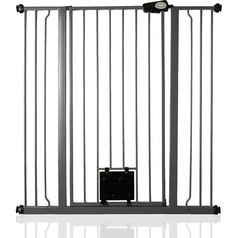 Bettacare Pet Gate with Lockable Cat Flap, 100.8cm - 108.4cm, Slate Grey, 104cm in Height