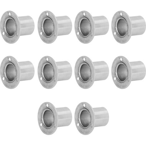 Support mural renforcé en acier inoxydable pour tube de 25 mm, 10 pièces - Fixation solide pour tringle à vêtements