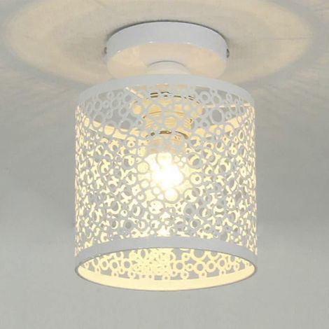 Retro industriële metalen kooi plafondlamp, ijzeren kroonluchter hanglamp voor woonkamer, slaapkamer en huisdecoratie, vintage retro plafondlamp (wit) (1/4)