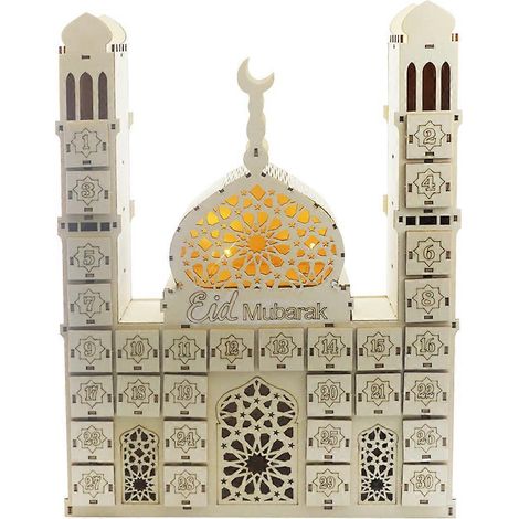 Eid Mubarak Countdown-Kalender, DIY Ramadan-Ornamente, Partydeko aus Holzschublade
