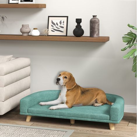 Sofá para perro verde de poliéster con cojín extraíble, 98 x 67 x 25 cm OKMYHOME (1/5)