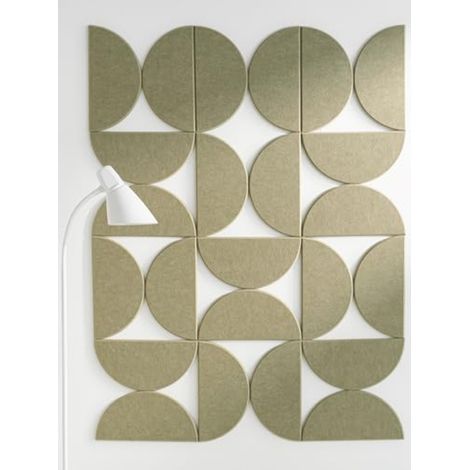 Lot de 12 panneaux insonorisants semi-circulaires modernes et simples en coton, décoration murale en feutre, vert, adhésif 30 cm x 15 cm (1/5)