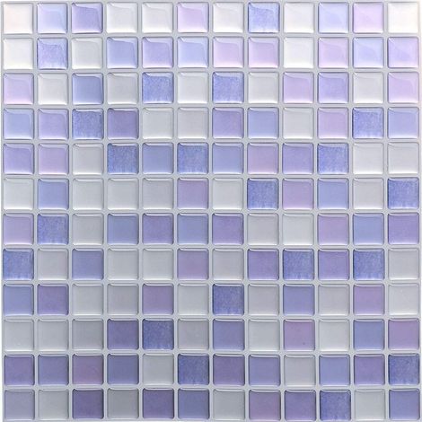 Papel pintado autoadhesivo morado de 24 x 24 cm, estilo mosaico, impermeable, decorativo, para azulejos de baño y cocina. (1/3)