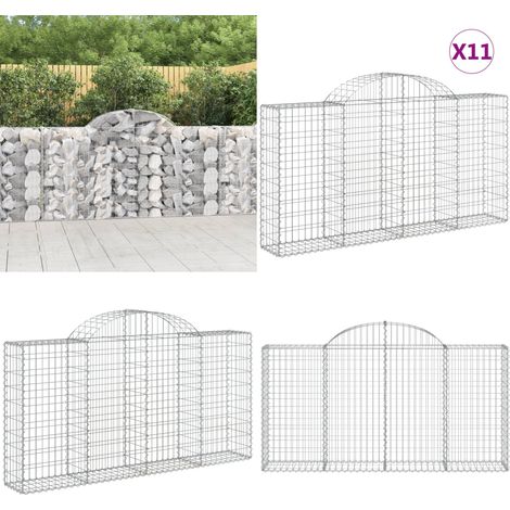 Gabionen mit Hochbogen 11Stk. 200x30x100/120cm Verzinktes Eisen - Gabionen - Gartenzaun - Gartendekoration - Eisen - Stahl - Home & Living (1/5)