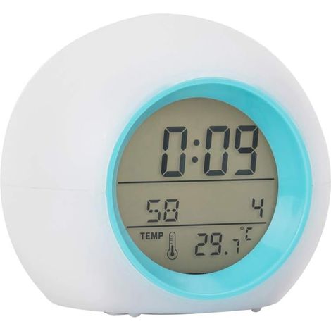 Réveil des Enfants - avec Horloge Calendrier Affichage De La Température, Lumière Changeante De La Lumière LED Douce Et 6 Son Nature