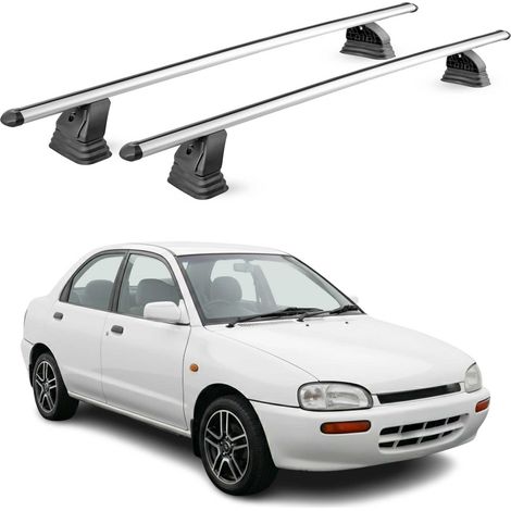 OMAC Barres de toit transversales en aluminium pour Mazda 121 1996-2002 3Portes – TÜV / DIN 75302:2019 – Antivol inclus – Charge max 75 kg – 2 barres – Gris (1/5)