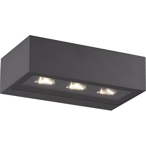 Applique Murale Extérieure LED 3x4,5W Asymétrique IP54 Graphite ZAMBELIS E518 - 360 deg - Blanc chaud - 3000K