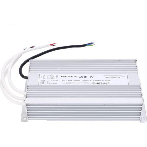 Alimentation étanche BERM transformateur 250W DC12V LPV-250-12, driver LED, convertisseur 12 volts, bloc alimentation IP67 pour bande lumineuse, 20.8A, usage intérieur/extérieur. (1/5)