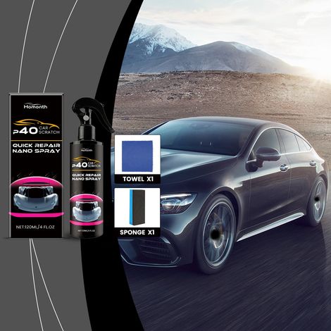 Nano-Spray-Serie für Autokratzer: Nano-Beschichtung zur Reinigung, Fleckenentfernung und Pflege von Autolackoberflächen – 120 ml + Schwamm + Tuch -- DE (1/5)