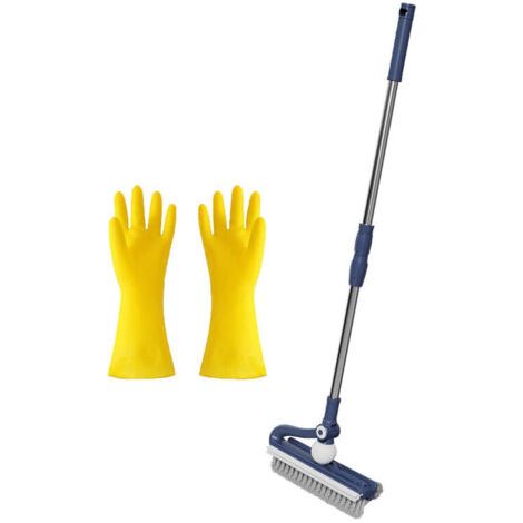 Produits de nettoyage-Brosse de sol de salle de bain/Bleu nordique [Brosse de sol multifonctionnelle avec support Swag]1+Gants en latex Oxford/Pack de 1 paire épaissie1 (1/4)