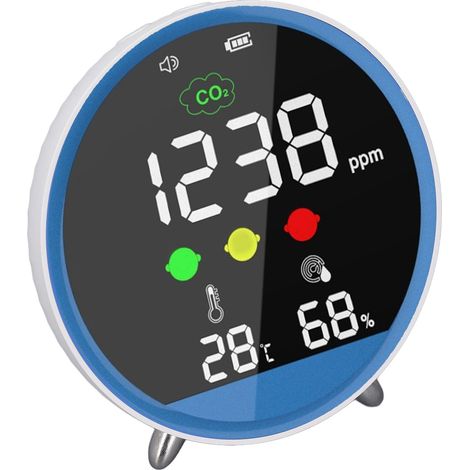 Détecteur de CO2 de bureau 400‑5000 ppm Testeur de CO2 intérieur haute précision avec affichage de la température et de l'humidité Échantillonnage en 1,5 s (1/5)