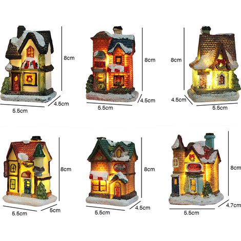 Maison de Noël en Résine LED, Décoration de Village de Noël Lumineux, Idée Cadeau Fêtes (1/4)