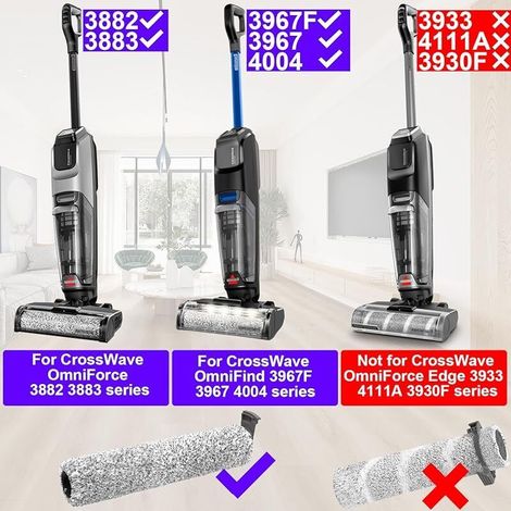 Ersatzbürstenwalzen und -filter für Bissell CrossWave OmniForce & CrossWave OmniFind Staubsauger, passend für 3882/3883/3967F, 3 Bürsten + 3 Filter + 1 Reinigungswerkzeug (1/5)