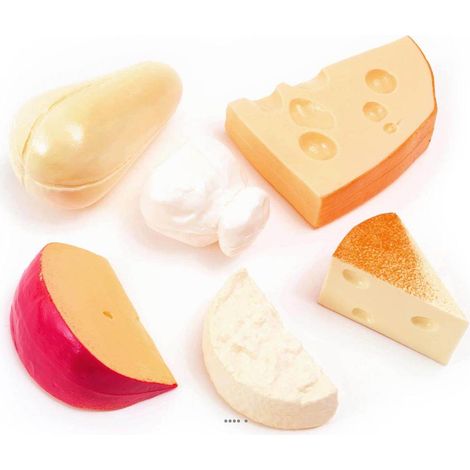 Lot de 6 fromages mixtes artificiels &ndash Faux fromages réalistes en plastique (1/2)