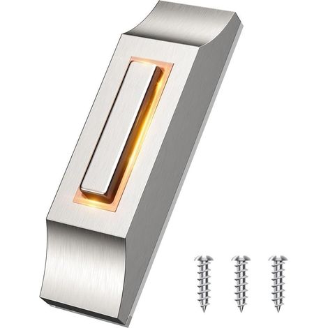 Bouton poussoir de sonnette, bouton de sonnette filaire à LED robuste pour porte de garage de maison (1/5)