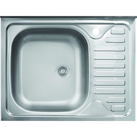 lavello da cucina con singola vasca a sinistra e gocciolatoio 60x50 cm (1/2)
