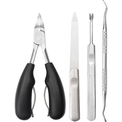 Pince à ongles à bec aigle en acier inoxydable, coupe-ongles, kit d'outils pour les ongles, ciseaux, pédicure, crochet à ongles, ciseaux, pince en polypropylène, coffret blanc de quatre pièces (1/5)