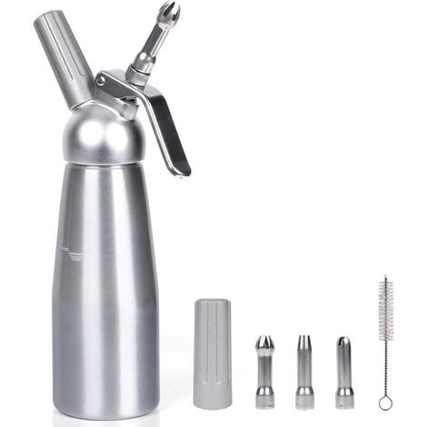Siphon Chantilly Professionnel 500ml Siphon à Chantilly Siphons de cuisine avec 3 douilles en acier inoxydable en Aluminium (1/4)