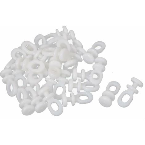 30 guide per tende - Rulli, ganci e carrucole scorrevoli - Per finestre, veli e rulli in plastica - 22 mm x 10 mm - Bianco