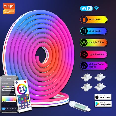 Bande lumineuse néon musicale multicolore Bluetooth 3M style graffiti – Barre LED musicale multicolore à monter soi-même, contrôlée par application (1/4)