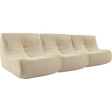 sweeek - 3er-Set Sessel ohne Armlehne mit wasserabweisendem Samtbezug, Samt, Beige