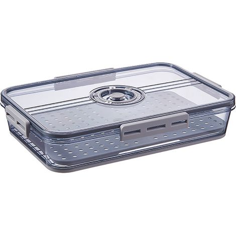 Contenant De Rangement Pour Légumes Et Fruits - Avec Minuterie De Fraîcheur Et Bac À Égouttage - Transparent Empilable - PET Alimentaire - 3 Tailles (1/5)