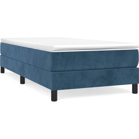 Sommier à ressorts de lit Résistant et confortable, Tapissier à lattes, Bleu foncé 90x200 cm Velours OIB9825E (1/5)