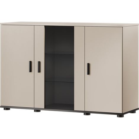 Buffet Tornola 106, Cachemire + Noir, 80x120cm, Le nombre de portes: 341cm, Stratifié, Verre, LED: Disponible
