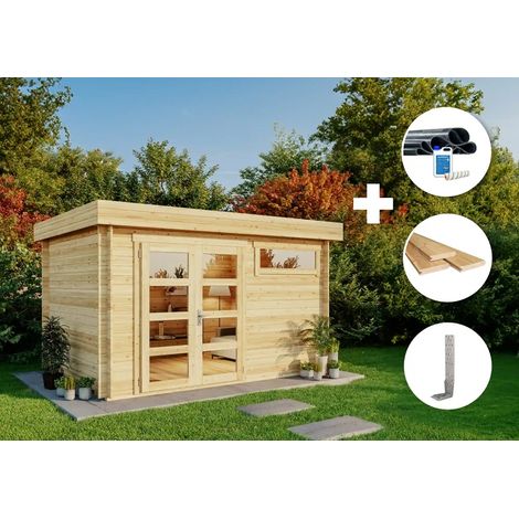 Alpholz ECO Set - Gartenhaus Leandro-28 Gartenhaus aus Holz, Holzhaus mit 28 mm Wandstärke Blockbohlenhaus (1/5)