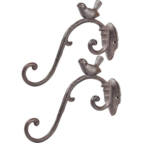 Cast Iron Wall Hooks for Plant Pots, Lanterns, Bird Feeders, Wind Chimes - 10" (Pack of 2) (1/5)
