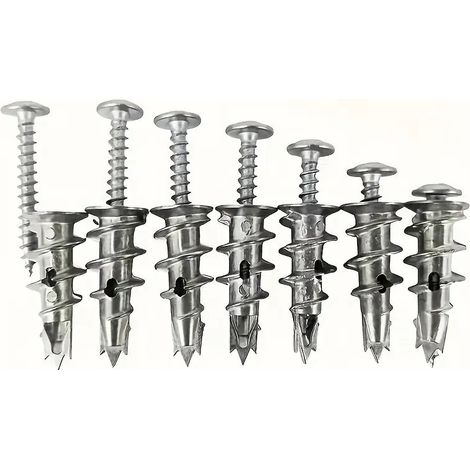 100pcs Chevilles à Frapper pour Panneaux Isolants avec Vis, Chevilles à Expansion en Alliage de Zinc, Chevilles Auto-taraudeuses Lourdes (1/4)