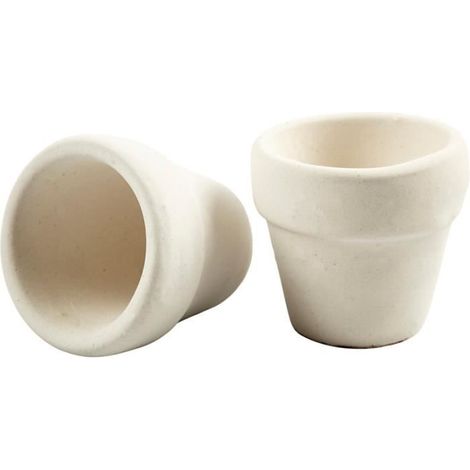Pot de fleurs - Blanc - Terre cuite - 5,2 x 4,6 cm - Rond - 6 pcs