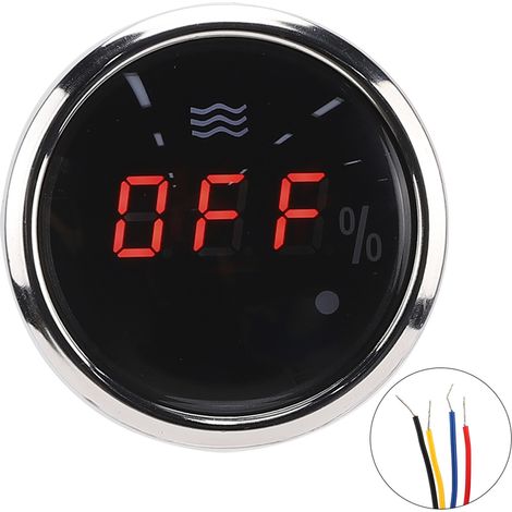 Jauge de niveau d'eau numérique 52mm 2in, étanche antibuée avec indicateur LED et alarme intelligente pour auto bateaux (cadran noir 24033Ohm norme US) (1/5)