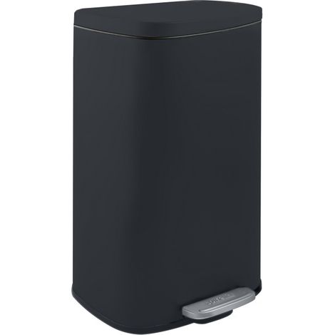 Poubelle à  pédale de cuisine Acier AKIRA 30L Noir mat Spirella